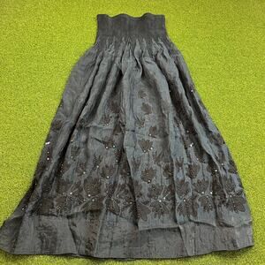 Anthropologie Lapis Black Floral Maxi Convertible Skirt Tube Dress One Size